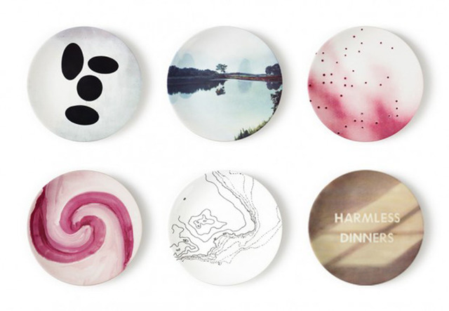 Ed Ruscha, ‘Plate Set by Ruscha, Prince, Lin, Heilmann, Gornick, Fernandez’, 2012, Design/Decorative Art, Bone china, Artware Editions