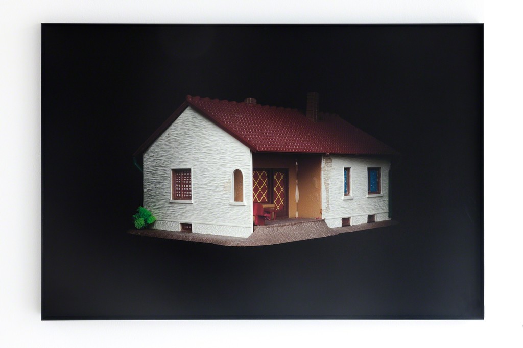 exhibition view: Still life series, Family house with bush, 2014 | archival pigment print on Hahnemühle, dibond, allumnium frame. 54.5.x 81.5 cm | edition of 3, No. 1 exhibition view: Still life series, Family house with bush, 2014 | archival pigment print on Hahnemühle, dibond, allumnium frame. 54.5.x 81.5 cm | edition of 3, No. 1