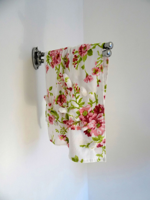 Elodie Antoine, ‘Drap de bain tactile’, 2015-2016, Textile Arts, Draped sponge cloth, tone-on-tone stitched fabric, chrome towel hanger, Aeroplastics