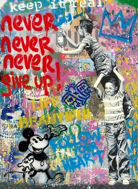Mr. Brainwash, ‘Never, Never Give Up! (Mickey)’, 2020, Mixed Media, Silkscreen and mixed media on paper, Frank Fluegel Gallery