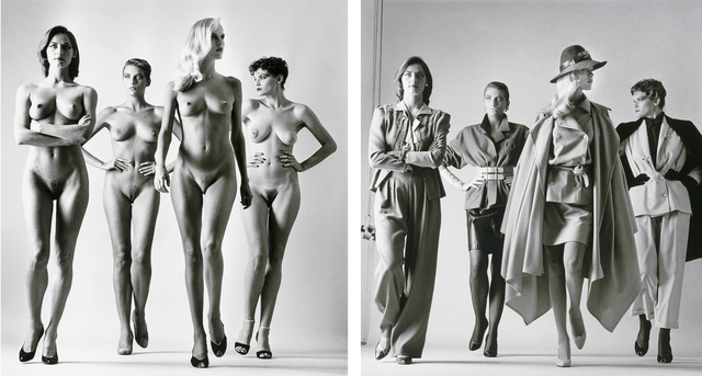 Helmut Newton, ‘Sie Kommen (Dressed and Undressed) signed’, 1981, Photography, Silver Gelatin Print, Provocateur Gallery