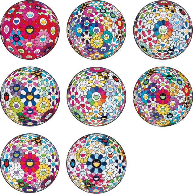 Takashi Murakami, ‘Thoughts on Picasso; Thoughts on Matisse; Scenery with a Rainbow in the Midst; Awakening; Flowerball: Want to Hold You; Flowerball Multicolor; Flowerball: Open Your Hands Wide; and The Flowerball’s Painterly Challenge’, 2014-2015, Phillips