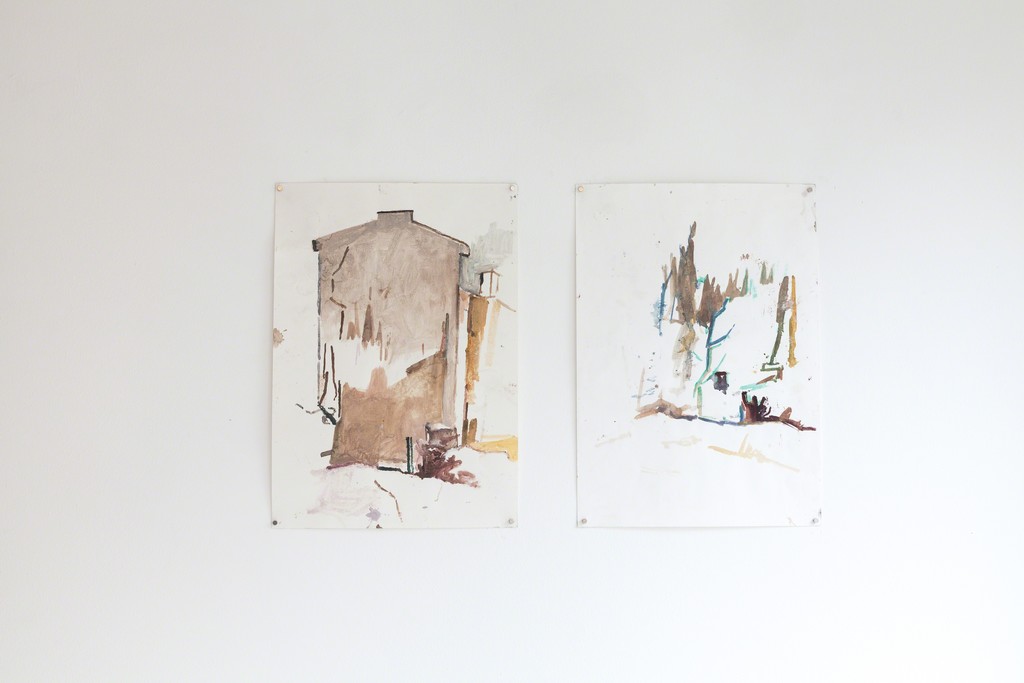 Katarzyna Badach, exhibition view, "Bergfassade", 2012/13 | 40 x 30 cm, aquarell on paper | image: ©dasesszimmer Katarzyna Badach, exhibition view, "Bergfassade", 2012/13 | 40 x 30 cm, aquarell on paper | image: ©dasesszimmer