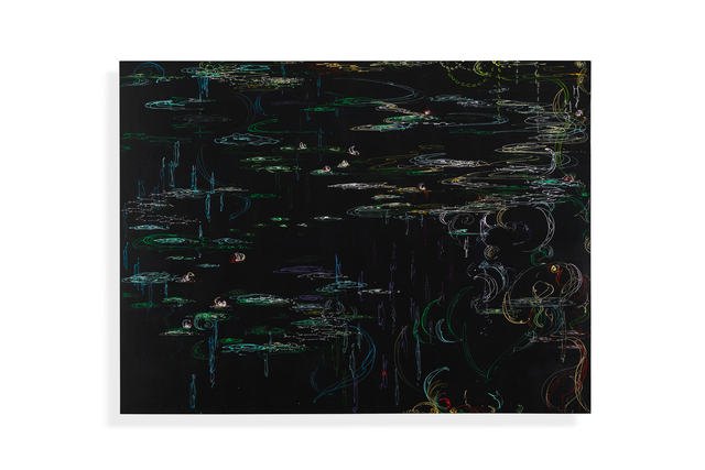 Kysa Johnson, ‘Blow up 383 - Crude (Metamorphosis) - phytoplankton and chemical components of petroleum after Monet’, 2019, Painting, Ink on gloss on board, Nancy Littlejohn Fine Art
