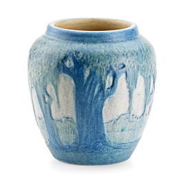 Newcomb College, Small Scenic Vase With Live Oaks And Spanish Moss, New Orleans, LA