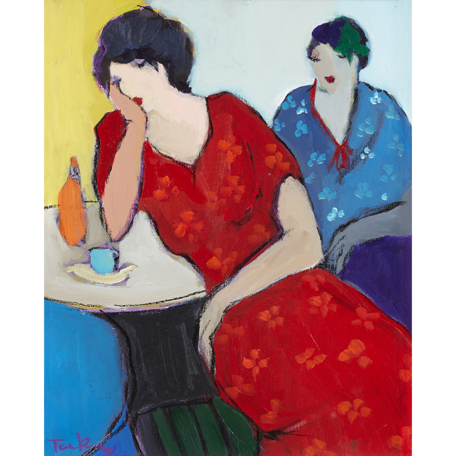 Itzchak Tarkay, ‘Pensive Friends’, Executed in 1990., Freeman's