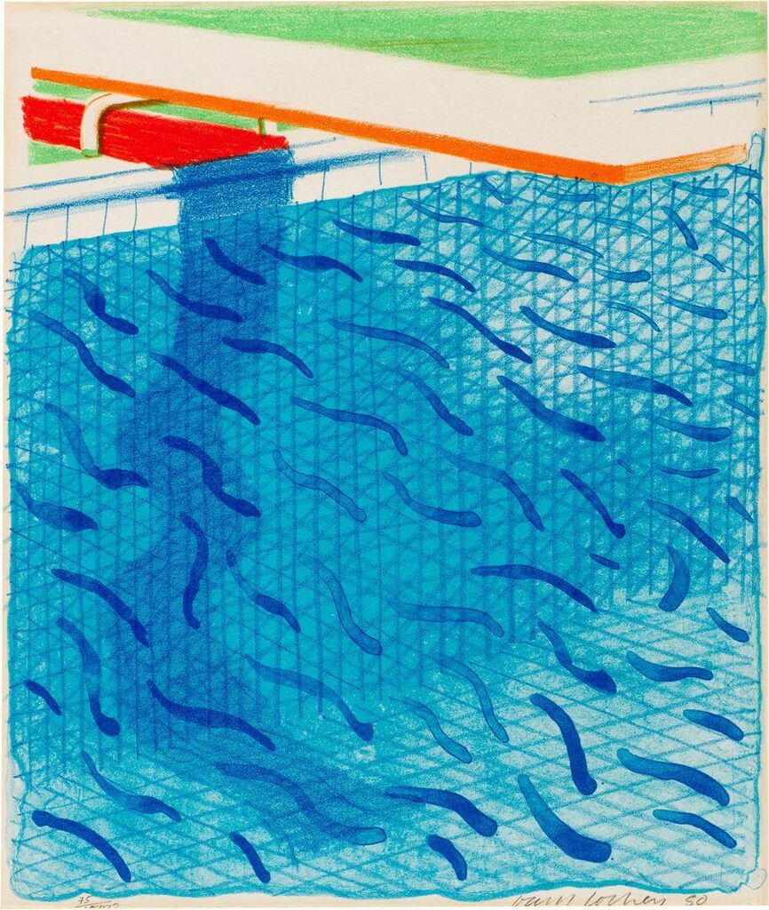 David Hockney - Pool Made with Paper and Blue Ink for Book
