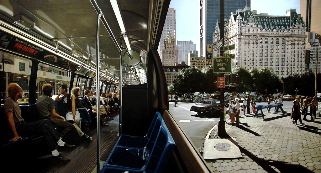 The Plaza, 1991
Richard Estes
Oil on canvas
36 x 66 in. (91.44 x 167.64 cm)
Courtesy of Louis K. Meisel Gallery The Plaza, 1991
Richard Estes
Oil on canvas
36 x 66 in. (91.44 x 167.64 cm)
Courtesy of Louis K. Meisel Gallery