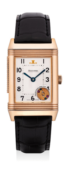Jaeger LeCoultre, ‘A fine and rare pink gold minute repeating rectangular-shaped reversible wristwatch with guarantee and box, numbered 465 of a limited edition of 500 pieces’, Circa 1999, Phillips