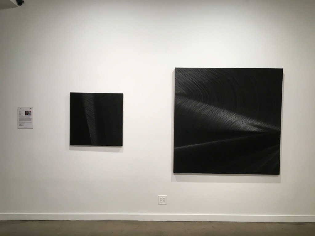 James Austin Murray "3 Parsecs Later" (left) and "Limiting Factor" (right), ivory black oil paint on canvas James Austin Murray "3 Parsecs Later" (left) and "Limiting Factor" (right), ivory black oil paint on canvas