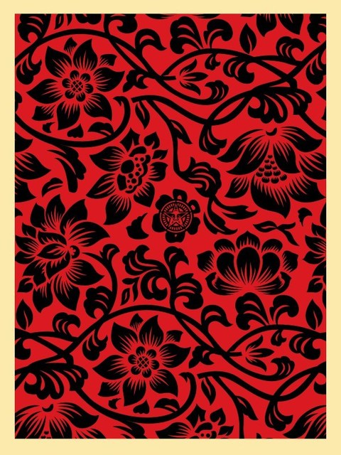 Shepard Fairey, ‘Floral takeover black red’, 2017, Rudolf Budja Gallery