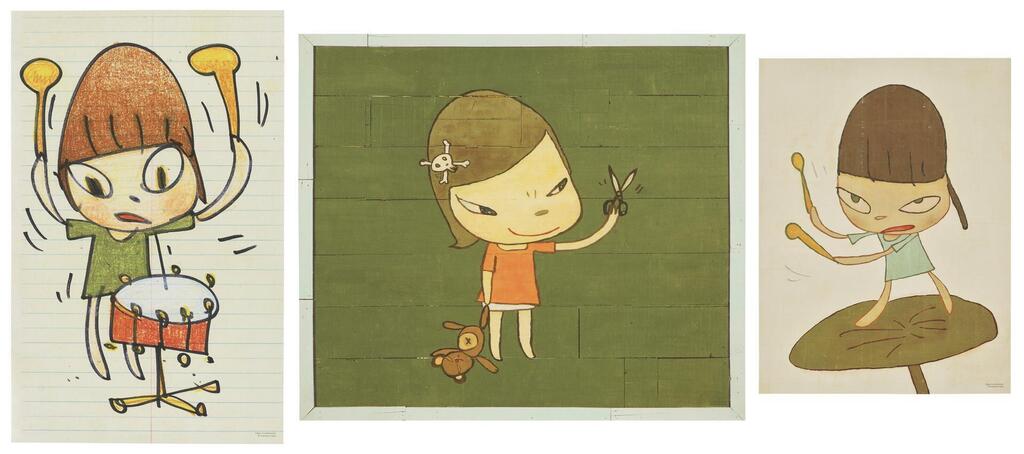 Yoshitomo Nara - Real One, Marching on a Butterbur Leaf & Banging the Drum