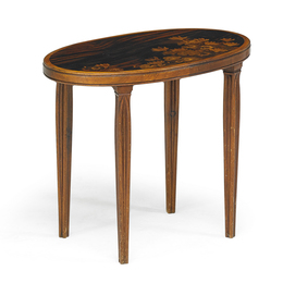 Marquetry side table with pansies