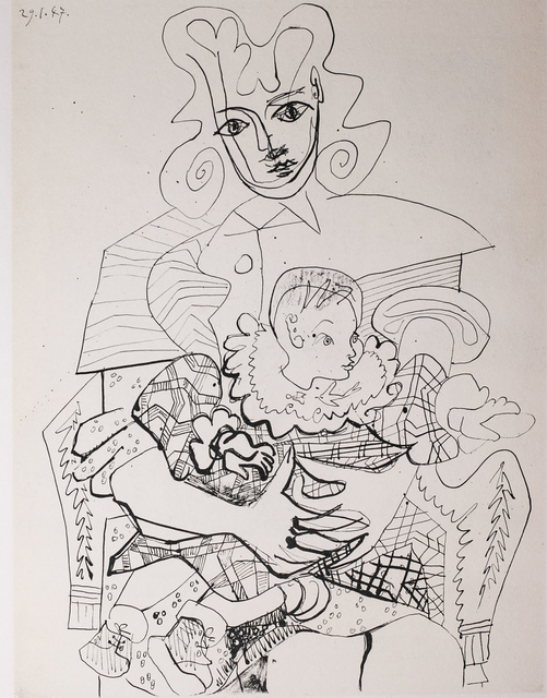 Pablo Picasso, ‘INES Et Son Enfant (INES And Her Child), 1949 Limited edition Lithograph by Pablo Picasso’, 1949, White Cross