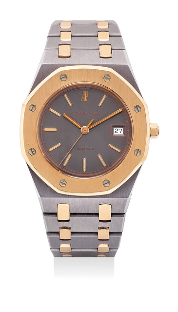 Audemars Piguet, ‘A well-preserved and rare tantalum and pink gold wristwatch with sweep center seconds, date, bracelet and original hang tag’, 1991, Phillips