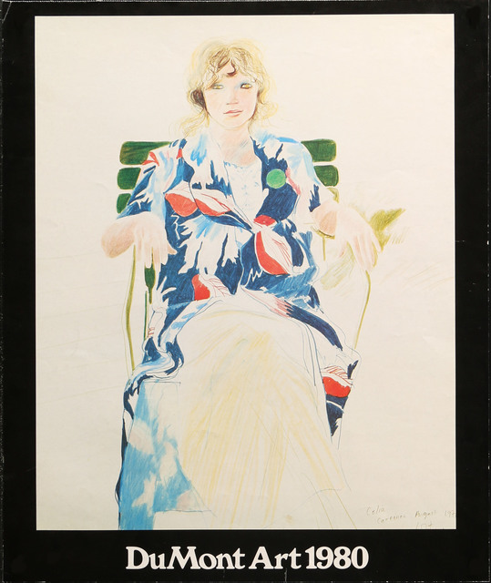 David Hockney, ‘DuMont Art 1980, Celia, Carennac, THIS IMAGE USED TO PROMOTE A NEW UPCOMING HOCKNEY PORTRAIT EXHIBITION AT THE NATIONAL PORTRAIT GALLERY, LONDON’, 1980, Posters, Super Rare Early Lithographic Art Exhibition Poster,, David Lawrence Gallery