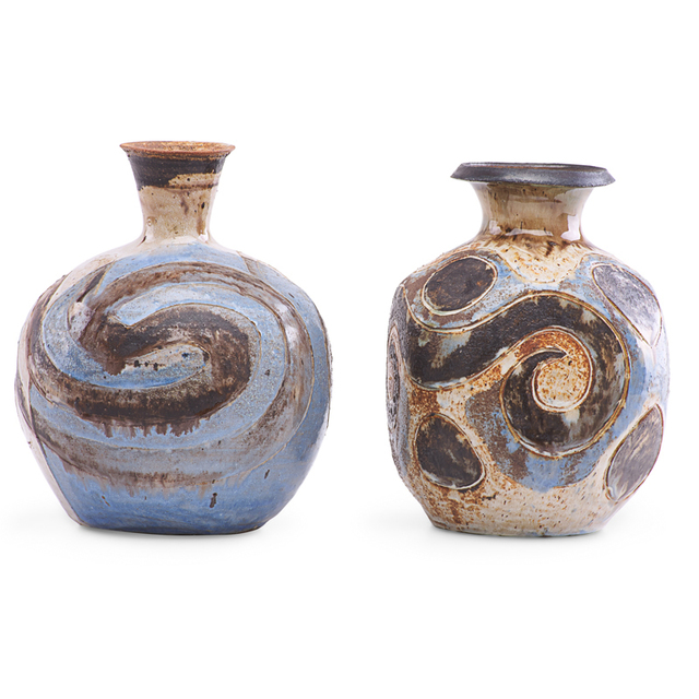 Marguerite Wildenhain, ‘Two bottle-shaped vases with abstract designs, Guerneville, CA’, Rago/Wright