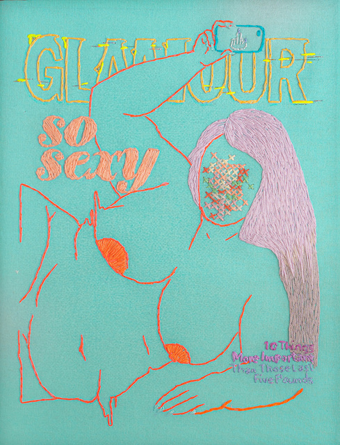 Katy Itter, ‘10 Things More Important Than Those Last 5 Pounds (Glamour Cover)’, 2020, Textile Arts, Thread on Fabric, Framed, The Untitled Space