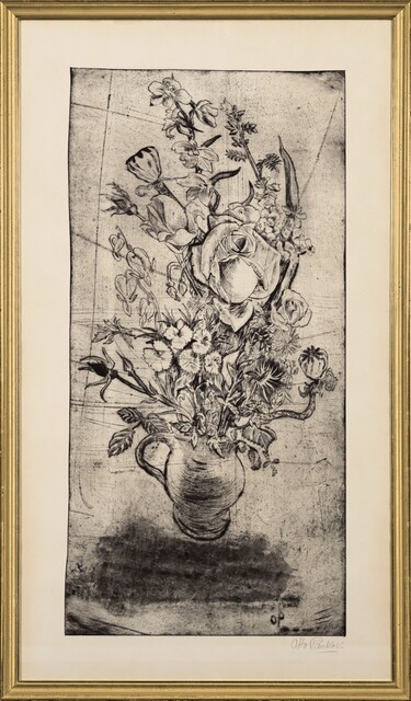 Staruß mit Rosen — Otto Pankok (1933)