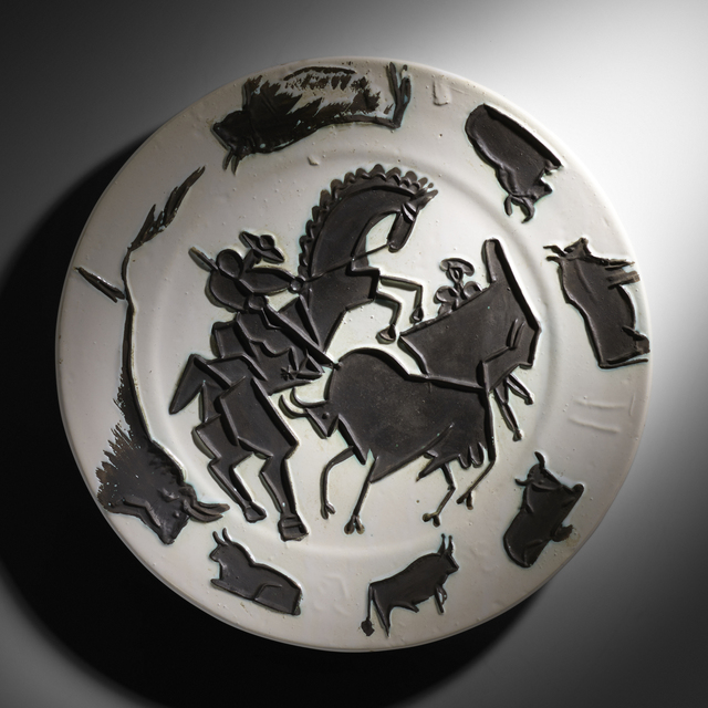 Pablo Picasso, ‘Corrida charger’, 1953, Textile Arts, Glazed and enameled earthenware, oxidized paraffin decoration, Rago/Wright