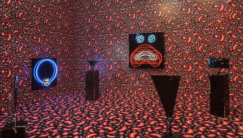Installation View of Devin Troy Strother's "What if Yayoi Kusama Had Jungle Fever?" at Richard Heller Gallery. Installation View of Devin Troy Strother's "What if Yayoi Kusama Had Jungle Fever?" at Richard Heller Gallery.
