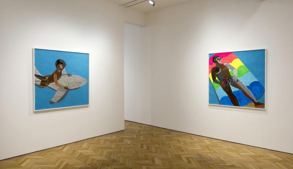 Derrick Adams, Floater No. 12 (shark), 2016 and Floater No.16 (rainbow popsicle), 2016 Derrick Adams, Floater No. 12 (shark), 2016 and Floater No.16 (rainbow popsicle), 2016