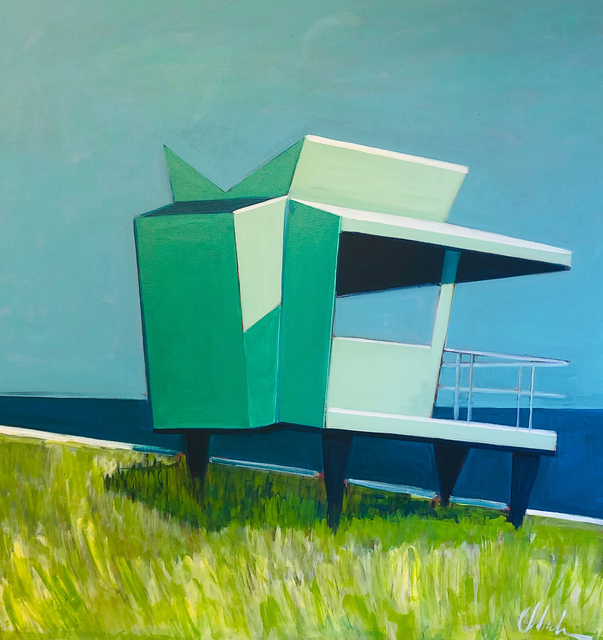 Melissa Chandon, ‘Life Guard Station with Grasses’, 2019, Painting, Acrylic on Canvas, Caldwell Snyder Gallery