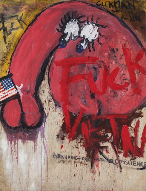 Judith Bernstein, ‘Cockman #2’, 1966, Painting, Acrylic and collage on canvas, Kunsthall Stavanger