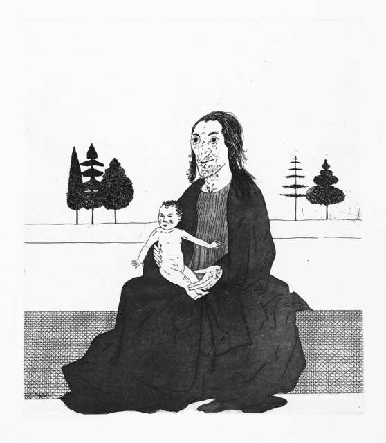 David Hockney, ‘The Enchantress with the Baby Rapunzel’, 1969, Print, Aquatint and etching, Goldmark Gallery