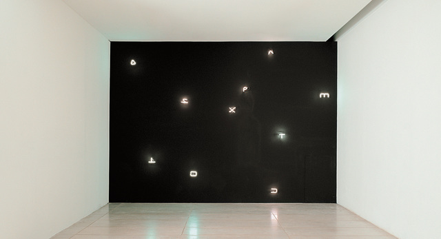 Joseph Kosuth, ‘Sigla, Finnegans Wake, from Wall Works’, 1998, Installation, Ten letter-shaped warm white fluorescent lights, to be installed on a matte-satin black painted wall., Phillips