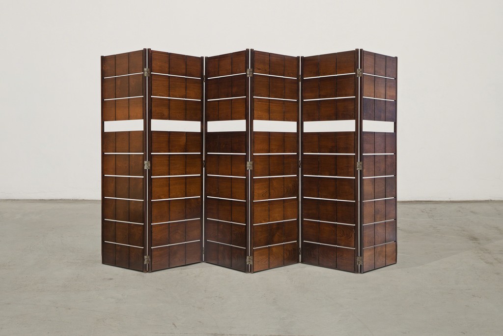 Room divider by Joaquim Tenreiro
Brazil, 1950s
6 modules
Unique example, designed for a private residence, São Paulo
Provenance: Luisa Strina Gallery Collection, São Paulo
Jacarandá wood
360 x h 167 cm
141.7 x h 65.7 in
Room divider by Joaquim Tenreiro
Brazil, 1950s
6 modules
Unique example, designed for a private residence, São Paulo
Provenance: Luisa Strina Gallery Collection, São Paulo
Jacarandá wood
360 x h 167 cm
141.7 x h 65.7 in