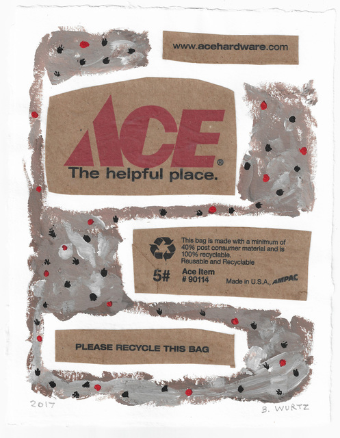 B. Wurtz, ‘Untitled (Ace)’, 2017, Drawing, Collage or other Work on Paper, Acrylic and collage on handmade paper, Dieu Donné Benefit Auction
