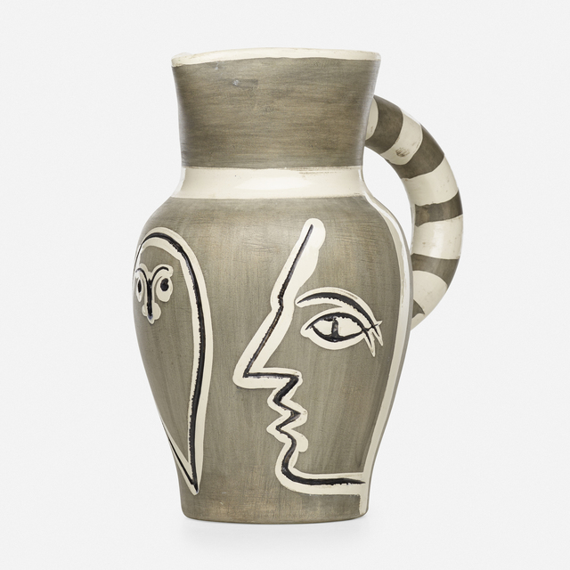Pablo Picasso, ‘Gravé Gris pitcher’, 1954, Textile Arts, Engraved earthenware decorated in engobes with partial brushed glaze, Rago/Wright