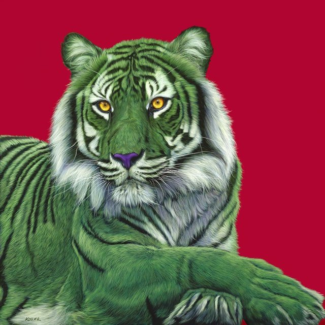 Helmut Koller Green Tiger On Red 2011 Available For Sale Artsy