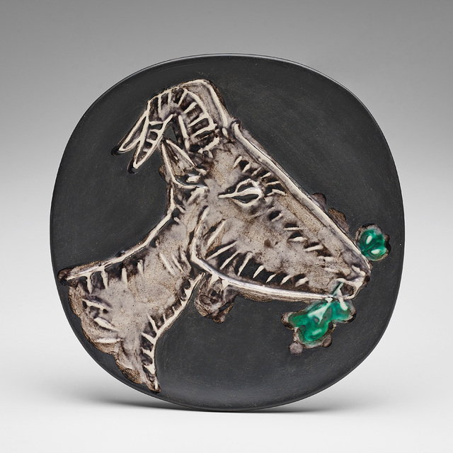 Pablo Picasso, ‘Tête de chèvre de profil (Goat's Head in Profile)’, 1950, Design/Decorative Art, White earthenware plate, painted in colours with partial brushed glaze., Phillips