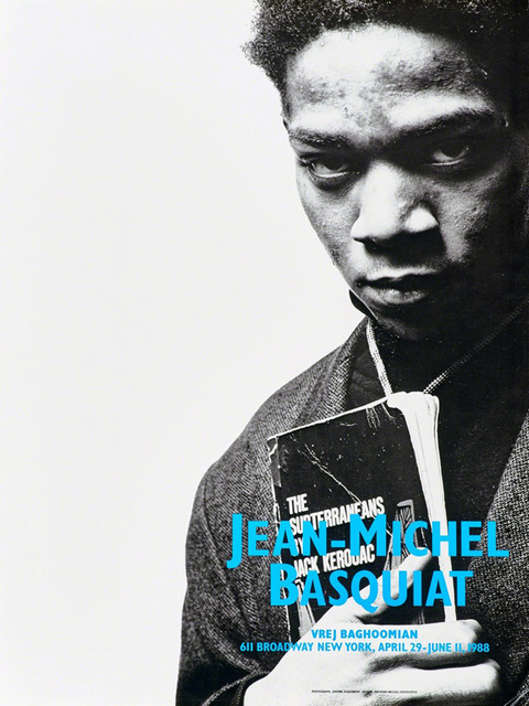 Jean-Michel Basquiat, ‘Basquiat Vrej Baghoomian exhibition poster (Basquiat portrait with Jack Kerouac)’, 1988, Ephemera or Merchandise, Offset lithograph, Lot 180