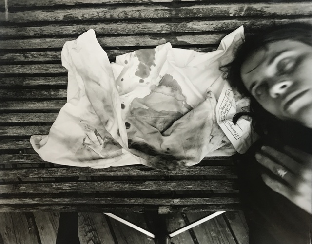 Sally Mann, ‘Self Portrait with Emmett's Hospital Pillowcase’, 1987, Photography, Silver gelatin print, Jackson Fine Art