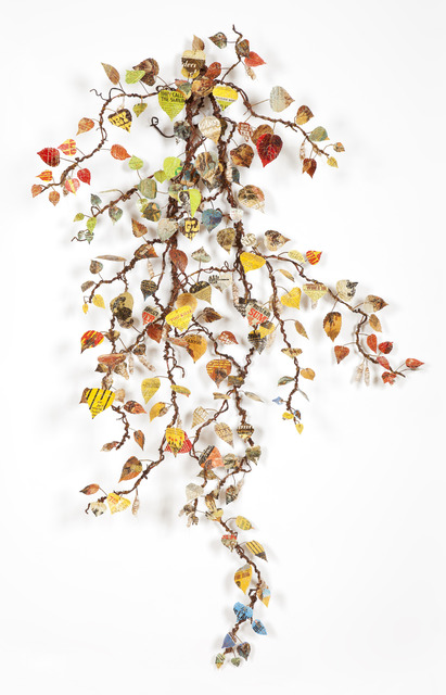 Lisa Kokin, ‘Rustle’, 2013, Mixed Media, Cowboy book covers, thread, wire, mull, Seager Gray Gallery