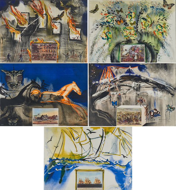 Salvador Dalí, ‘Currier & Ives as Interpreted by Salvador Dalí and The World of Currier & Ives folio’, 1971, Print, Six lithographs in colors (framed, separately), Rago/Wright
