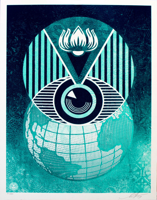 Shepard Fairey, ‘Flint Eye Alert Globe’, 2018, AYNAC Gallery