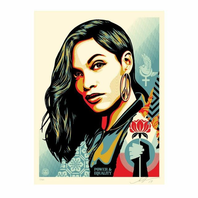 Shepard Fairey, ‘"Power & Equality" Flower & Rosario Dawson ’, 2019, Print, Screen Print On Thick Speckle Tone Paper, New Union Gallery