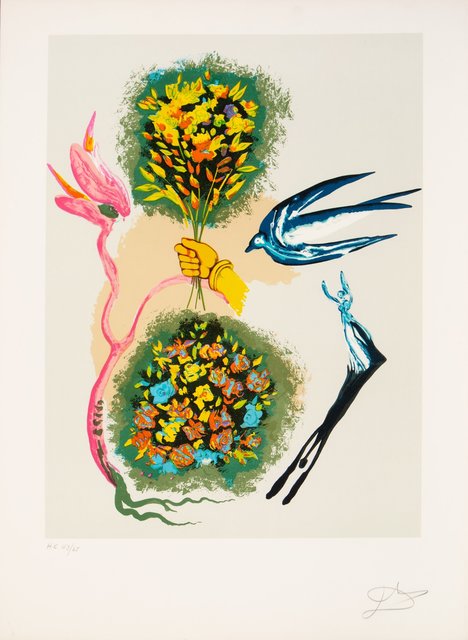 Salvador Dalí, ‘Apparition of the rose, from Magic Butterfly & the dream’, 1978, Print, Lithograph in colors on Arches paper, Heritage Auctions