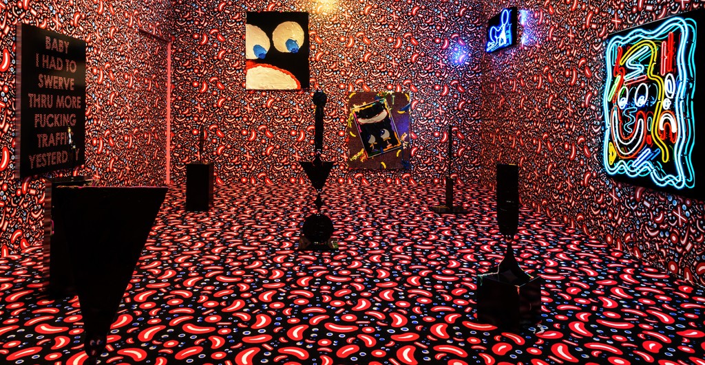 Installation View of Devin Troy Strother's "What if Yayoi Kusama Had Jungle Fever?" at Richard Heller Gallery. Installation View of Devin Troy Strother's "What if Yayoi Kusama Had Jungle Fever?" at Richard Heller Gallery.
