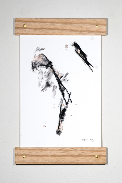 Erica Ehrenbard, ‘Tipping Orange’, 2015, Drawing, Collage or other Work on Paper, Charcoal and pencil on paper, oak, brass, InLiquid