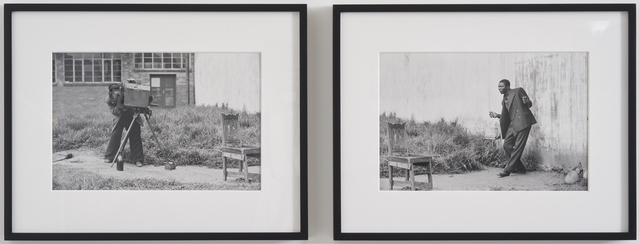 David Goldblatt, ‘Portrait of the photographer and his client, Braamfontein’, 1955, Photography, Silver gelatin print on fibre-based paper, Goodman Gallery