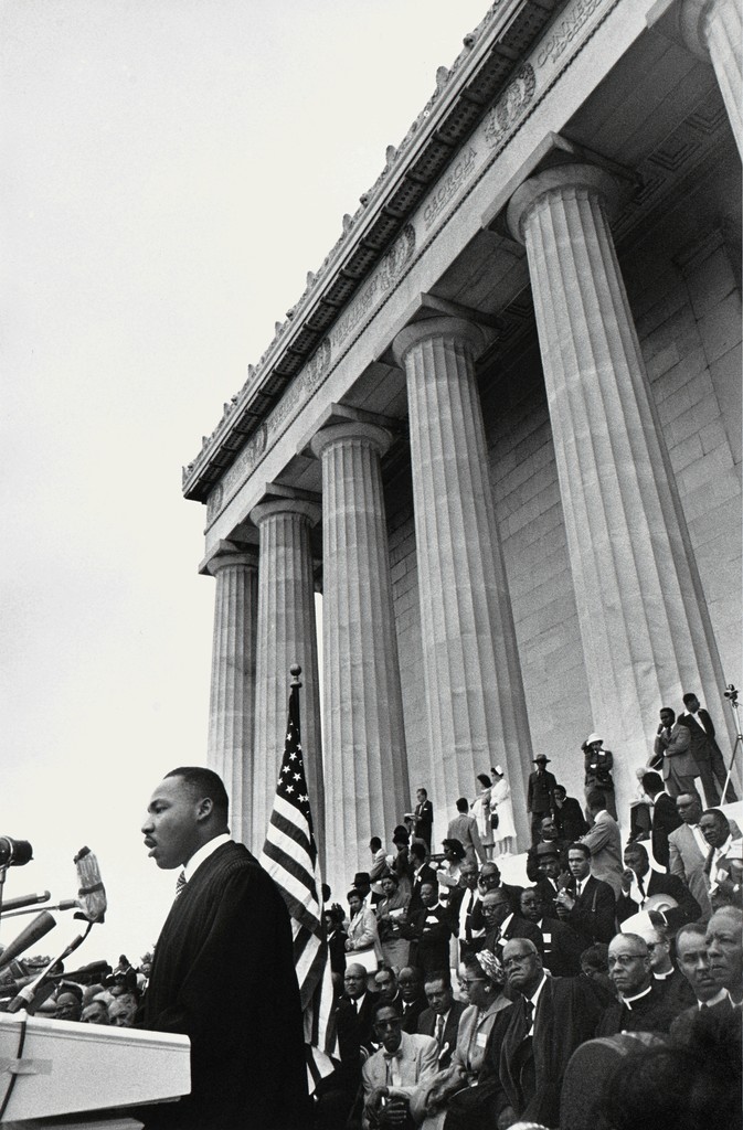 Lee Friedlander, Reverend Martin Luther King, Jr. (at podium); first row: Bishop Sherman Lawrence Greene, Bishop William Jacob Walls, Roy Wilkins, and A. Philip Randolph, from the series Prayer Pilgrimage for Freedom, 1957, printed later. Gelatin silver print. Yale University Art Gallery, Gift of Maria and Lee Friedlander, Hon. 2004. © Lee Friedlander, courtesy Fraenkel Gallery, San Francisco. Photo courtesy Eakins Press Foundation Lee Friedlander, Reverend Martin Luther King, Jr. (at podium); first row: Bishop Sherman Lawrence Greene, Bishop William Jacob Walls, Roy Wilkins, and A. Philip Randolph, from the series Prayer Pilgrimage for Freedom, 1957, printed later. Gelatin silver print. Yale University Art Gallery, Gift of Maria and Lee Friedlander, Hon. 2004. © Lee Friedlander, courtesy Fraenkel Gallery, San Francisco. Photo courtesy Eakins Press Foundation