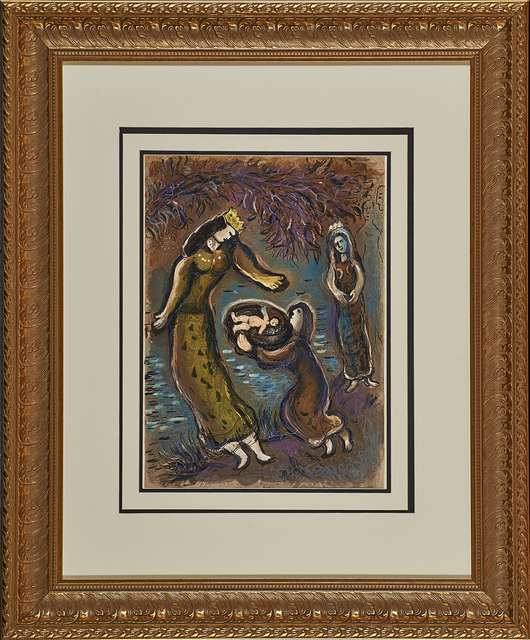 Marc Chagall, ‘Pharaoh's Daughter and Moses from The Story of Exodus’, 1966, Print, Lithograph in colors, Rago/Wright