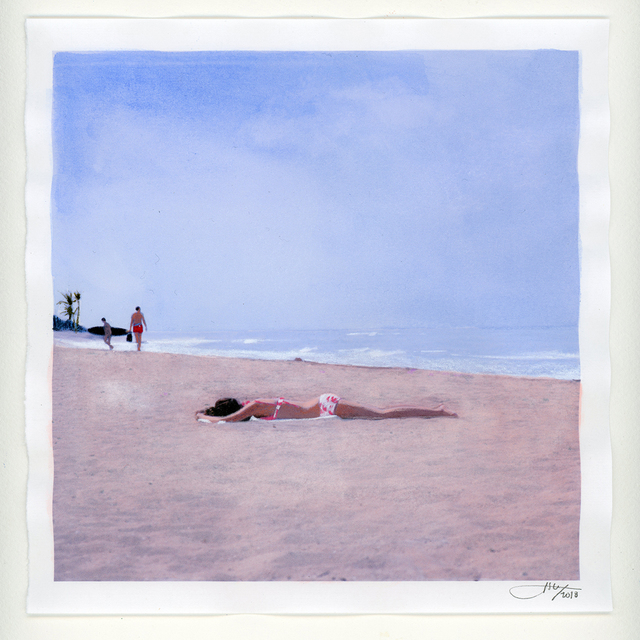 Isca Greenfield-Sanders, ‘Sun Bather’, 2018, Mixed media watercolor with color pencil, Berggruen Gallery