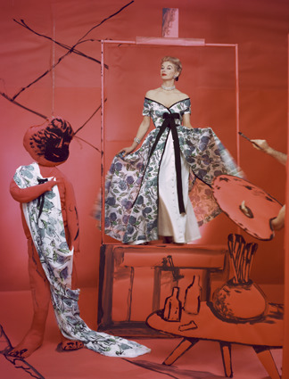 Horst P. Horst, ‘Lisa Fonssagrives, Dress by Pierre Balmain, Background by Marcel Vertes’, 1953, Bernheimer Fine Art