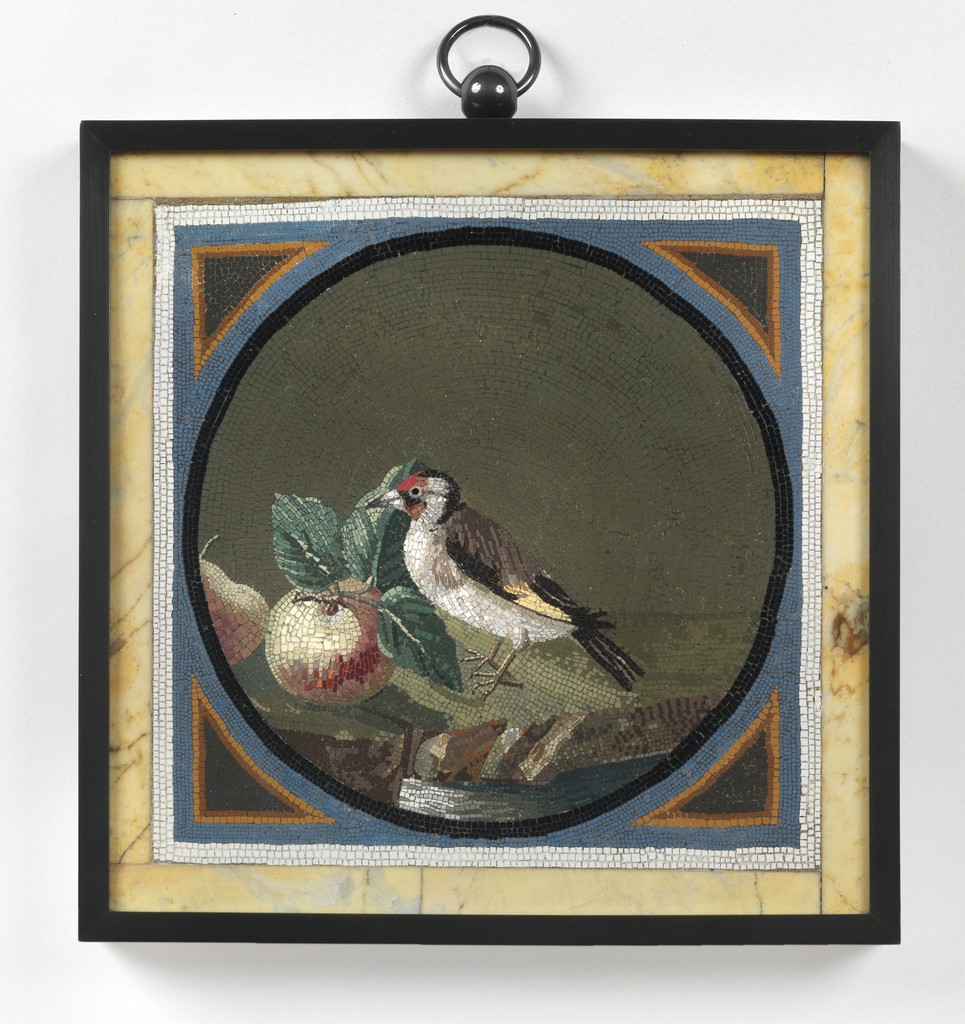 Rome, second half 18th century
Pair of micromosaics depicting Birds (finches)
Giallo antico marble border, slate support,
29.45 x 9.45 x 1.18 in. (24 x 24 x 3 cm)
Framed: 10.63 x 10 x 1.38 in. (27 x 25 x 3.5 cm)
Rome, second half 18th century
Pair of micromosaics depicting Birds (finches)
Giallo antico marble border, slate support,
29.45 x 9.45 x 1.18 in. (24 x 24 x 3 cm)
Framed: 10.63 x 10 x 1.38 in. (27 x 25 x 3.5 cm)